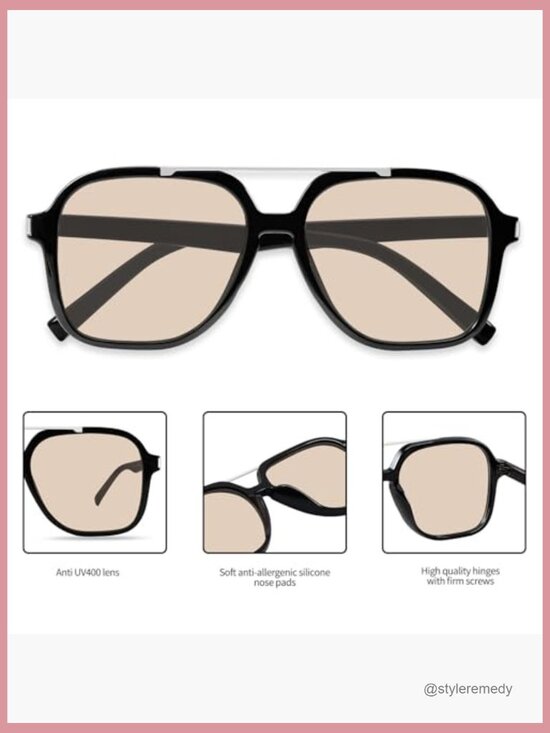 Retro Aviator Sunglasses with PC + Metal Frame, UV Protection main image 4